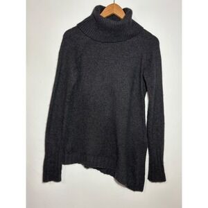 Goode Rider Cash Angora Turtleneck Asymmetrical Sweater Womens M Gray Equestrian
